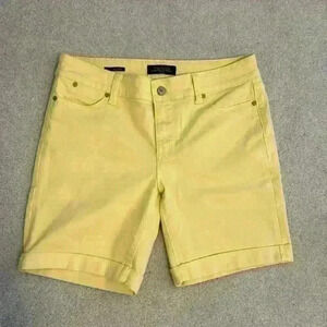 Talbots Women’s Yellow Cuffed Flawless Five Pocket Boyfriend Denim Shorts Sz 8P